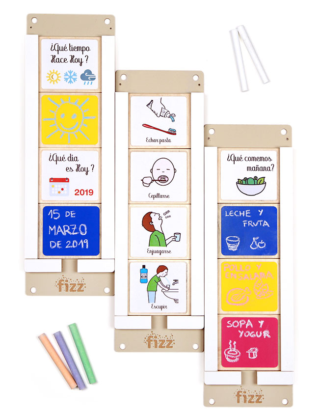 Organizador visual Fizz · tres ejemplos